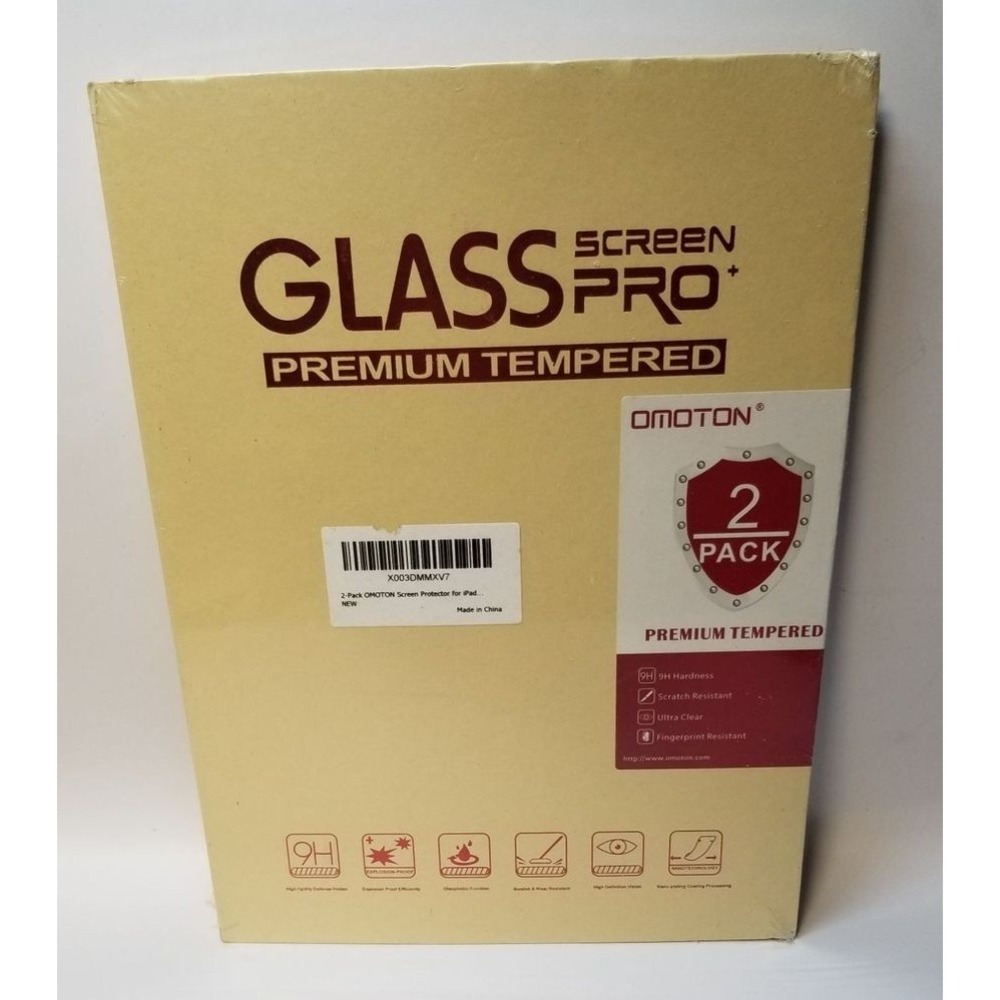 iPad Screen Protector Omoton Tempered Glass 2-Pack 9H Scratch Resistant